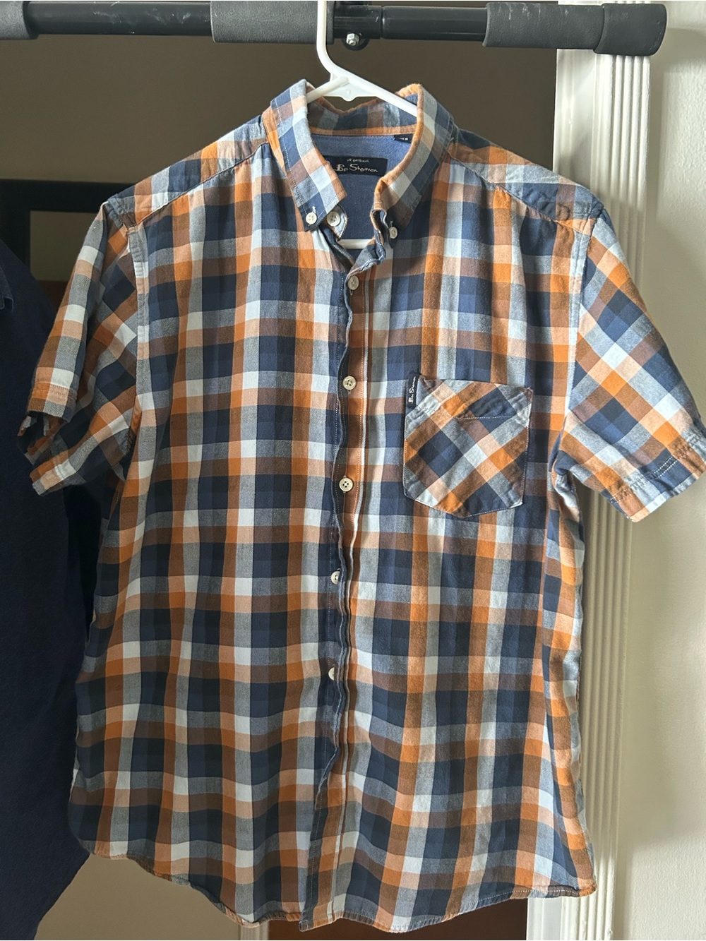 Ben Sherman Orange & Blue Plaid Short-Sleeve Button-Down Shirt